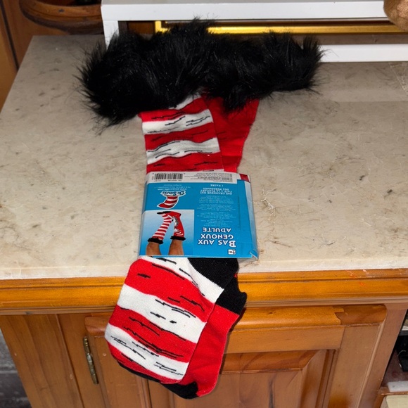 Dr. Seuss Red and Black Striped Men's Socks - Picture 1 of 5